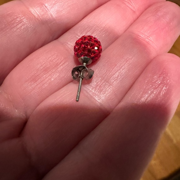 Swarovski Crystal Ball Earrings - Small - Red - Picture 2 of 2